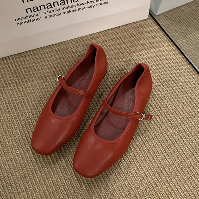 2025-women-ballet-shoes-slip-on-fashion-squar-toe-casual-flat-red-sliver-loafers-female-mujer-shallow-ballerina-soft-mary-janes