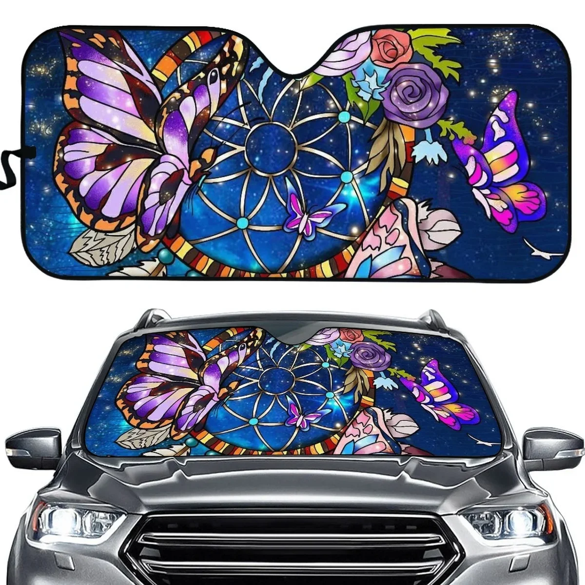 

Car Front Window Sun Visor Dream Catcher Design Vehicle Windshield Sunshade Fashion Window Windscreen Cover Sun Shade Folding