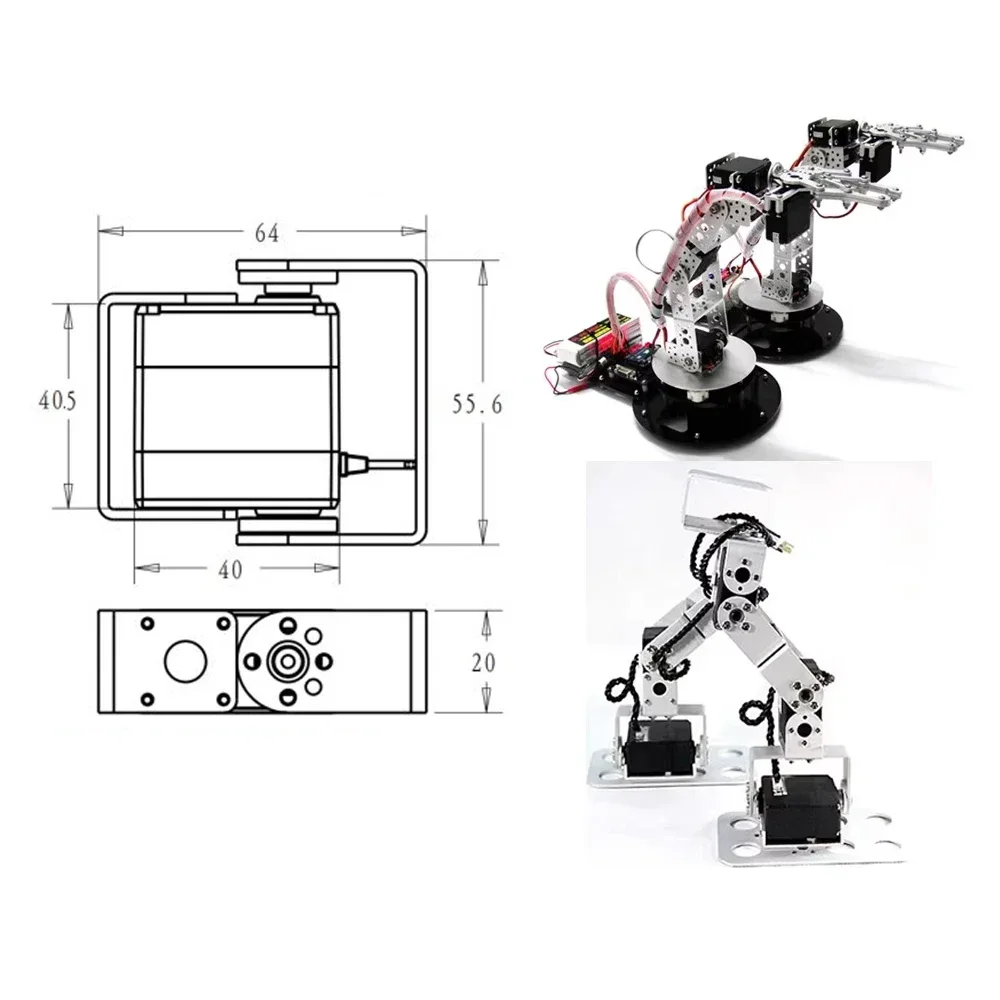 4 pezzi 180 ° /270 °   15Kg RDS3115MG Robot Servo digitale Servo a doppio asse Motore sterzo con ingranaggi in metallo per braccio robotico per barca modello RC