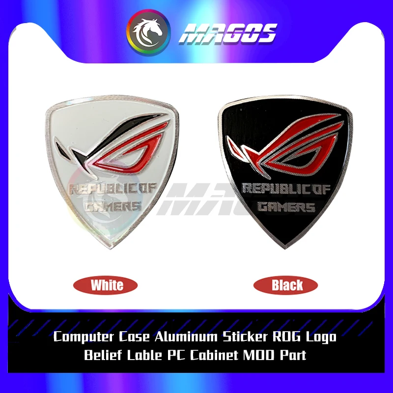 ASUS ROG Player-pegatina con logotipo de Metal, para teléfono pegatina, funda de ordenador, negro/blanco