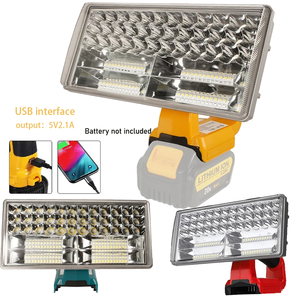 

Cordless LED Flashlight Work Light For Makita\ Milwaukee\Dewalt 18V Lithium Battery Indoor Outdoor Lighting Flashlight With USB