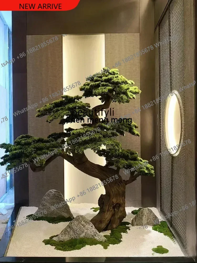 z183    Large Artificial Greeting Pine Root Carving Pine Tree Hotel Staircase Landscape Soft Decoration Floral Display Tree