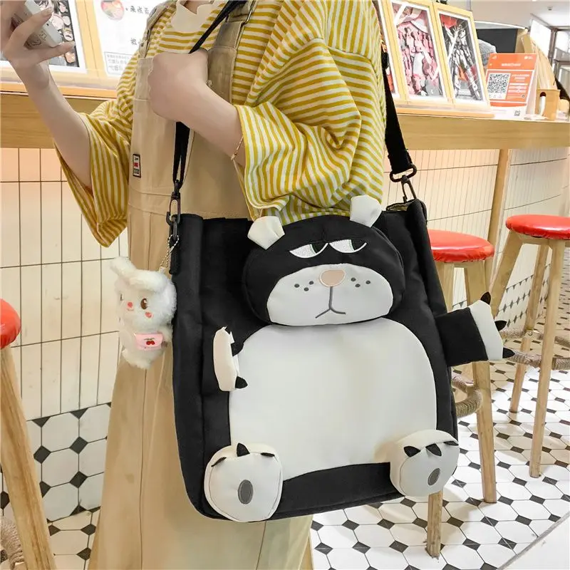 Lucifer Cat Personalized Fun Creative Cute Cartoon Simple Fashion Versatile Large Capacity Waterproof Shoulder Messenger Bag