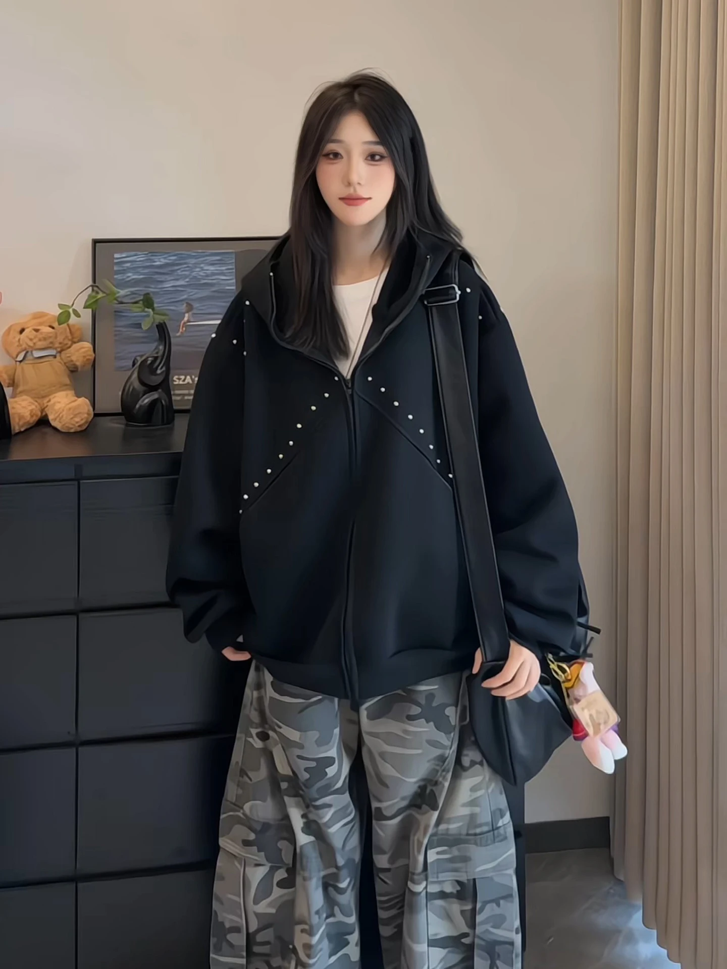 

Мужская толстовка-кардиган Black American Heavyweight с заклепками, осенняя, укороченная, из смесового хлопка и полиэстера