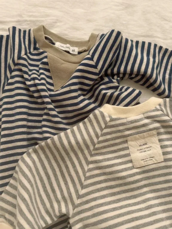 2024 Autumn New Baby Long Sleeve Casual Striped Romper Infant Boy Girl Cotton Soft Loose Jumpsuit Newborn Toddler Clothes 0-24M