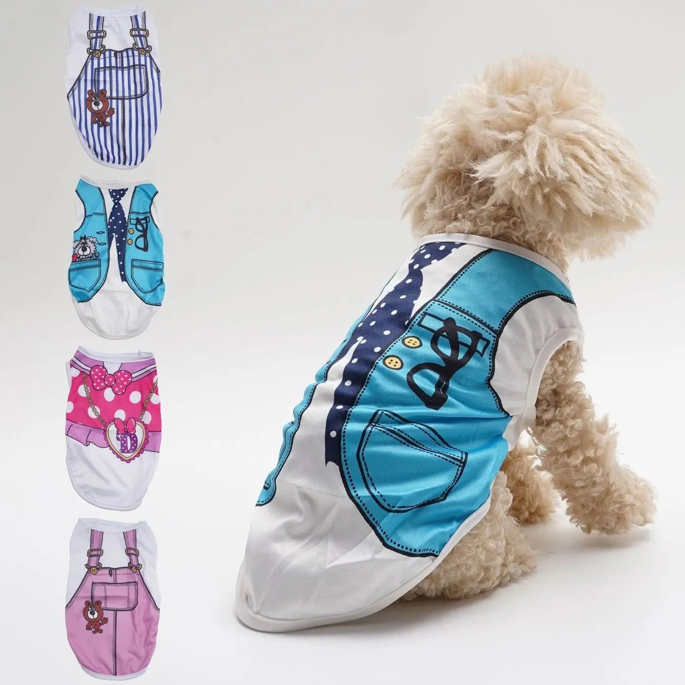 4 Pack Summer Thin Fake Bib Vest Pet Clothes for Teddy Bichon Pomeranian Dogs And Cats Spring New Style Vest