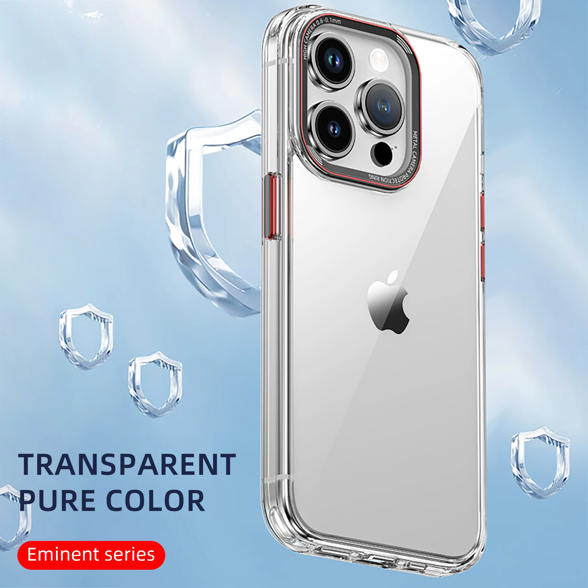 IPAKY for iPhone 15 Case 15 Pro 15 Plus Crystal Clear Metal Lens Protection Airbag Shockproof Cover for iPhone 15 Pro Max Case