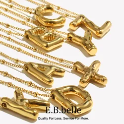 E.B.belle Party Balloon Letter Pendant Necklace Waterproof Silver Color 316L Stainless Steel Decoration 18K Gold Plated Jewelry