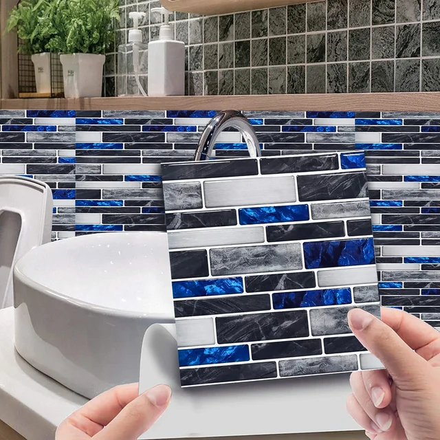 10x Self-Adhesive 3D-Mosaic Tile Sticker Kitchen Bathroom Wall Sticker For Home Bathroom Montage Decoration 10x10cm Epoxy 5