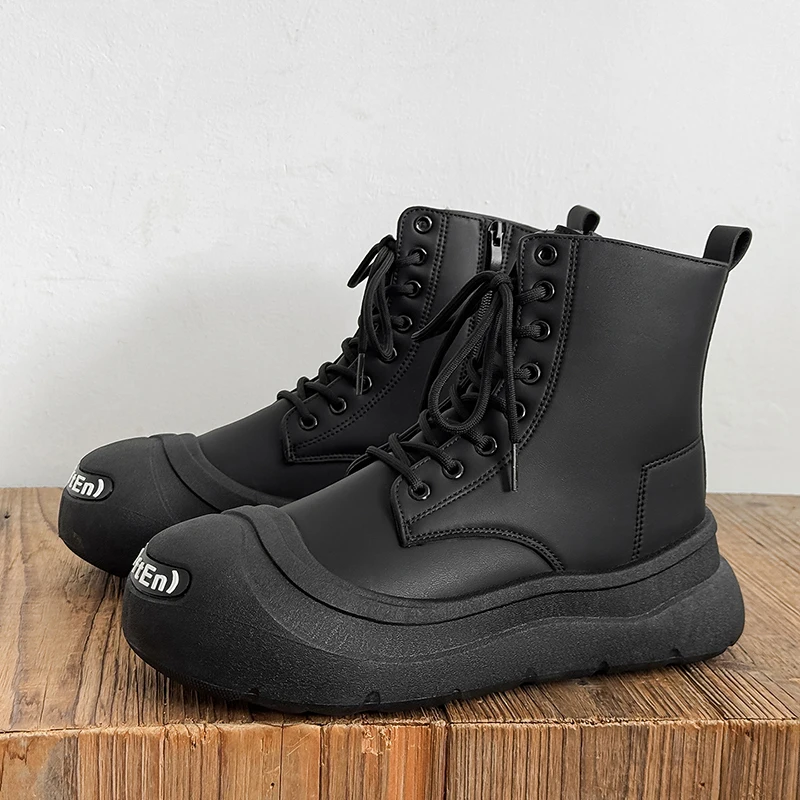 

2025 New Winter High-Top British Style Large-Toe Work Boots Men's Large Size Casual Motorcycle Leather Shoes