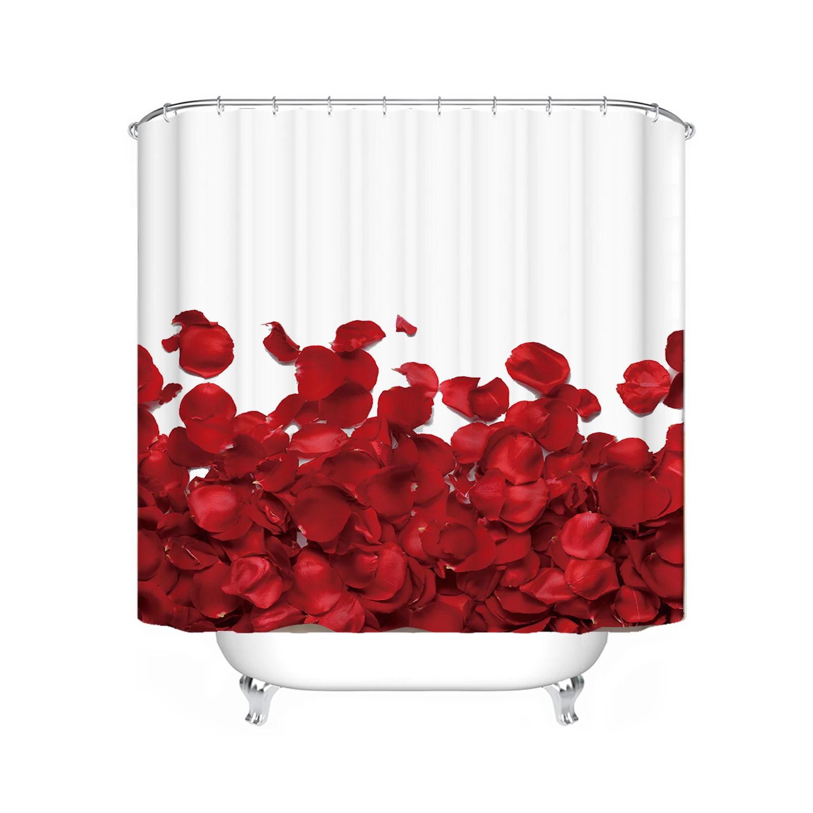 Red Rose Sunflower Shower Curtain Cute Bath Waterproof Curtains For Living Room Luxury Set Screen Bathroom Accessories Sets - view 2