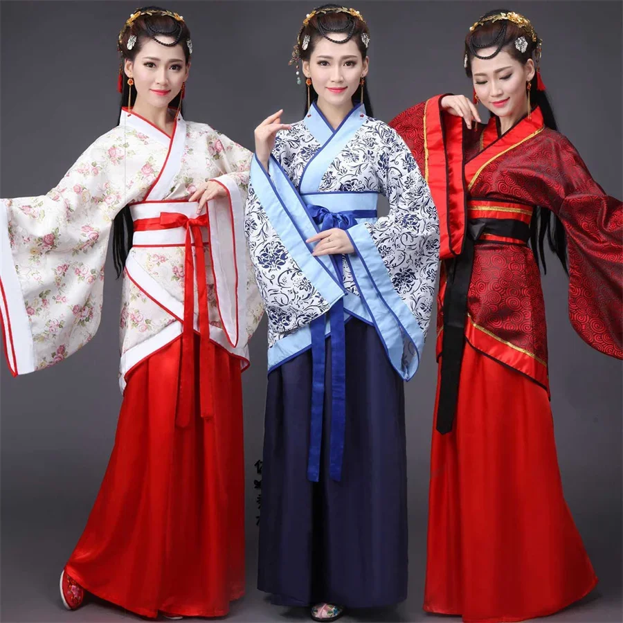 Hanfu 어린이 2026 중국 의상 어린이 꽃 소녀 드레스 전통 무대 착용 여성 댄스 의상 성인 요정 드레스