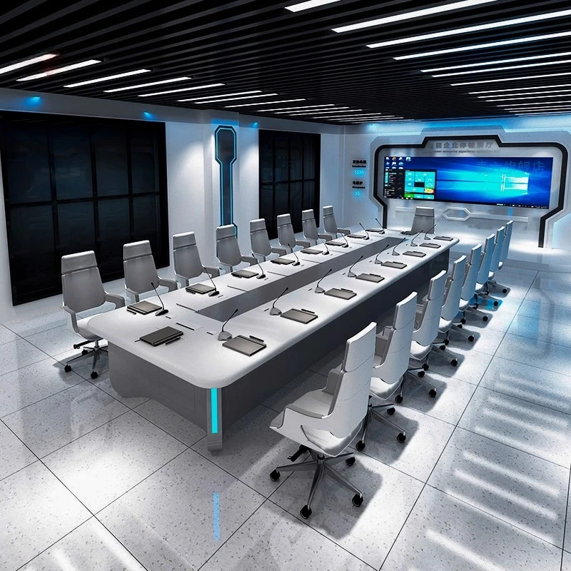 

White paint conference table simple modern medium and large office table rectangular sense of technology mesa reunião Furniture