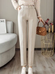 Woolen Pants Women's Harem Pencil Pants 2024 Autumn Winter High Waist Casual Suit Pants Office Lady Women Trousers Hot Sale