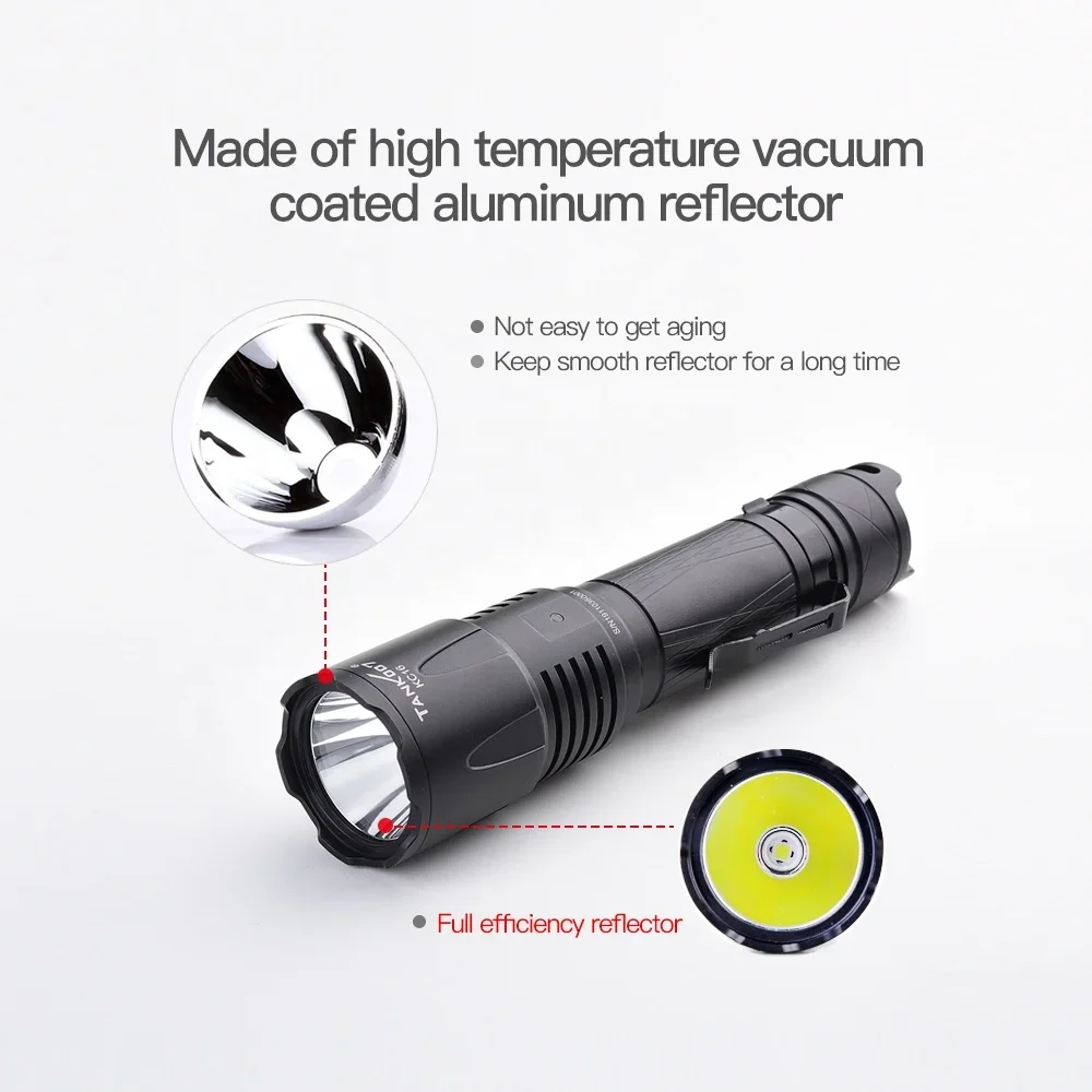 Tank007 EDC Portable Mini Aluminum COB Tactical Torch Waterproof LED USB Rechargeable Flashlight