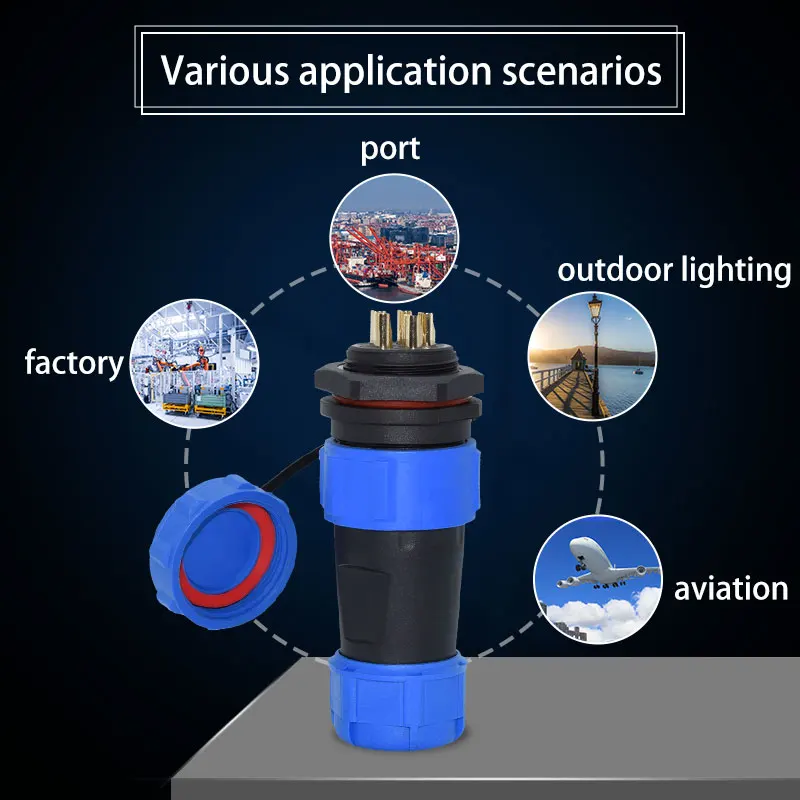 YXY SP21 5 pin waterproof connector back nut 2pin 3pin 4pin 5pin 7pin 9pin 12 pin IP68 Female plug male plug and socket