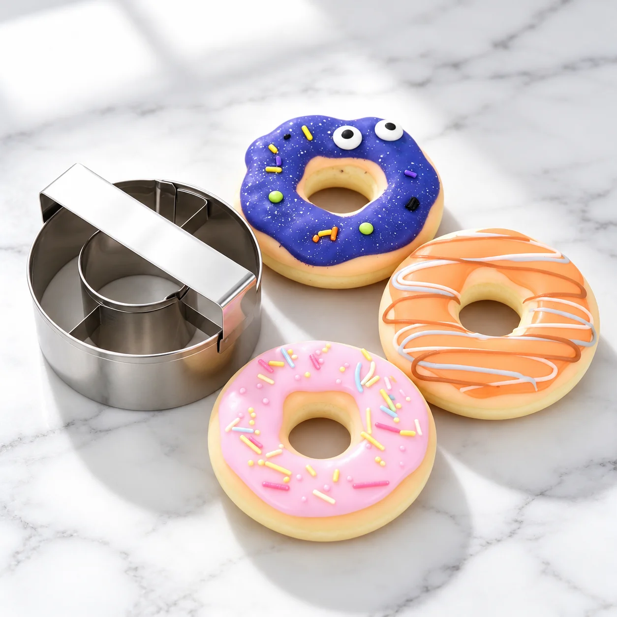 1PCS Donut Cutter Set Food-Grade Stainless Steel with Handle Nonstick Easy Release Mold for Dough Pancake Cookie Home DIY Baking