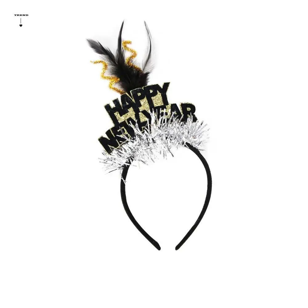 الترتر 2026 السنة الجديدة عقال نجمة/تاج الإبداعية عيد الميلاد السنة الجديدة خوذة الطرف الديكور الملونة بريق الشعر هوب
