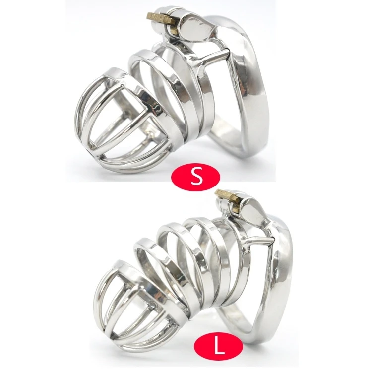 Male Stainless Steel Cock Cage Penis Ring Chastity Device Catheter with Stealth New Lock Adult Belt Sex Toy