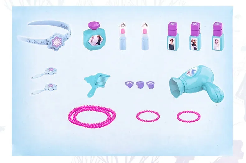 Disney-Frozen Princess Makeup Playset para Meninas, Cosméticos, Gesto de Ar, Batom, Anel, Perfume, Cômoda, Penteadeira, Presente, Crianças