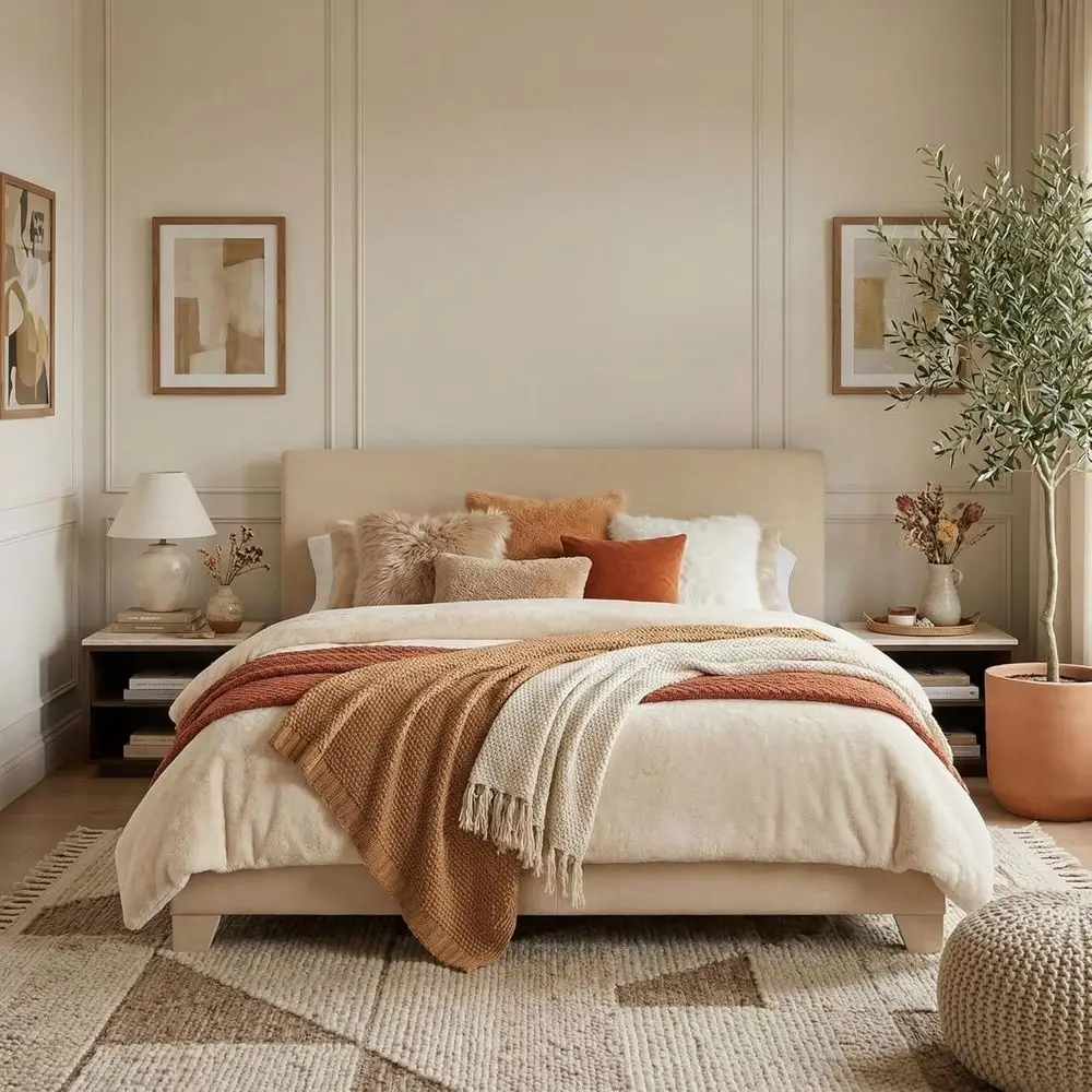 

Queen Size Upholstered Bed with Adjustable Base, Stable Mattress Support, Strong Back Support, No Box Spring Required, Beige