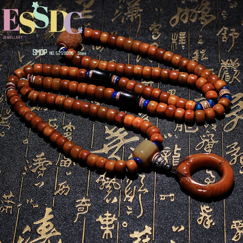 

Wholesale Natural Camel Bone Rosary Bracelet Handmade 108 Prayer Beads Weathered Bodhi Dragon Pillar Accessories