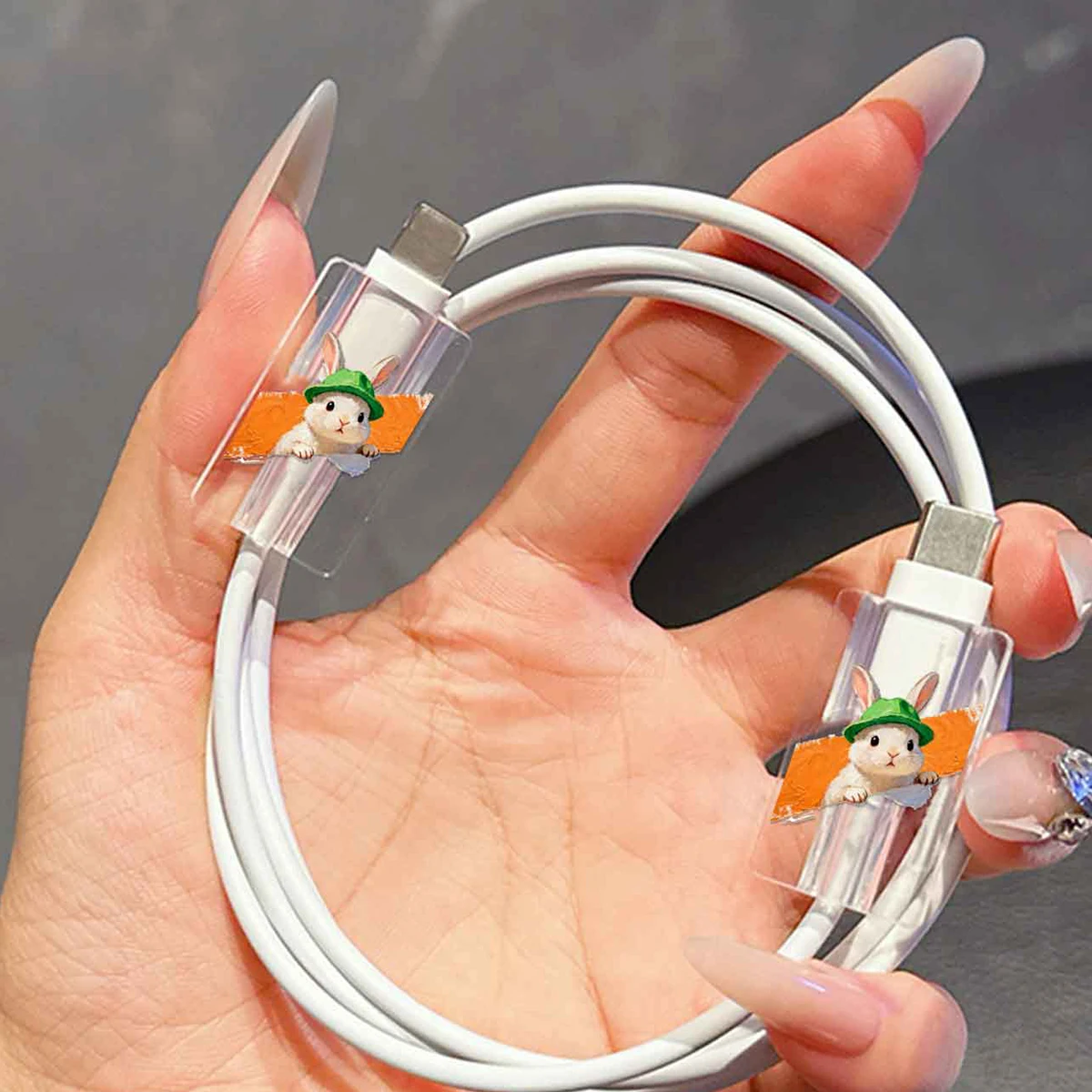 3PCS Rabbit Protective Case Compatible with IPhone18/20W EU Fast Chargers Covering Cable Protectors Case Chargers Protectors