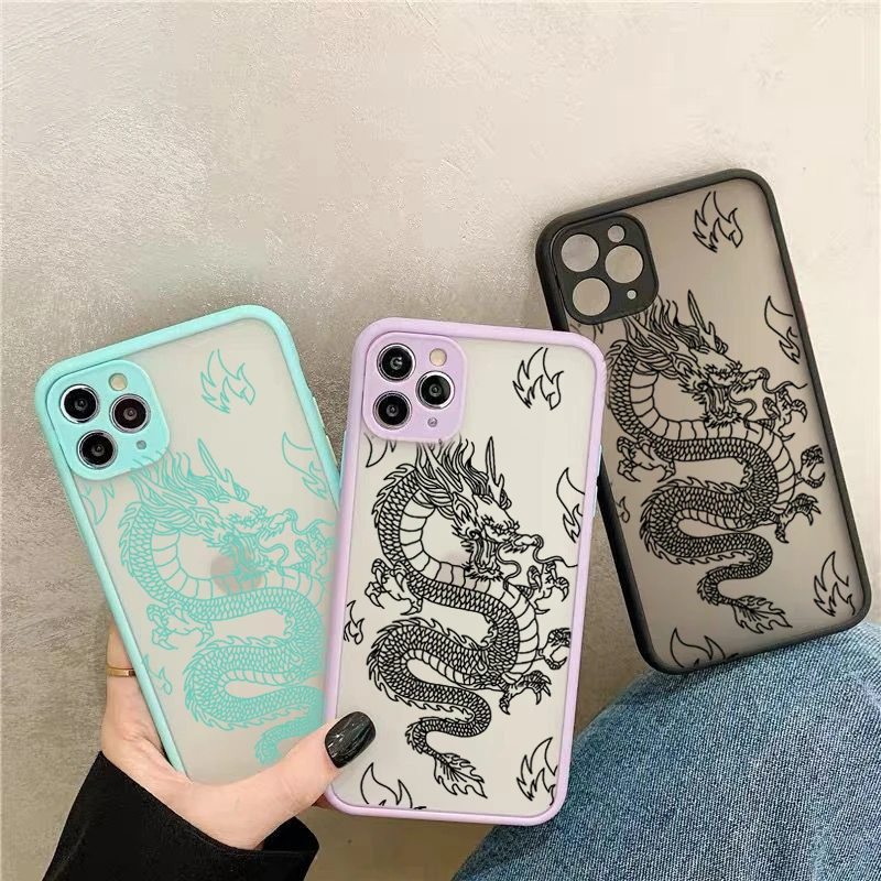 

JAMULAR модный черный фиолетовый чехол для телефона с драконом для iPhone 11 12 13 Pro XS MAX X 7 XR SE2 8 6 Plus прозрачный чехол с изображением животных сумка