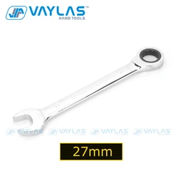 27mm Open End Ratchet Wrench Fixed Head Full Polished Ratcheting Spanner Chrome Vanadium Auto Repair Hand Tools