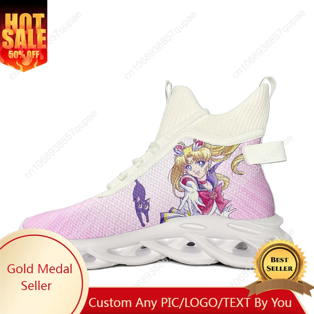 

Anime Moon Manga High Top Sneakers Manga Men Women Teenager Cartoon Sailor Sport Running Shoes Sneaker Mesh Footwear Custom Shoe