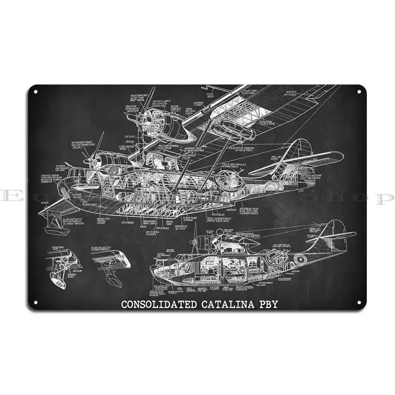 Consolidated Catalina Pby Metal Sign Bar Cave Wall Decor Printed Living Room Tin Sign Poster