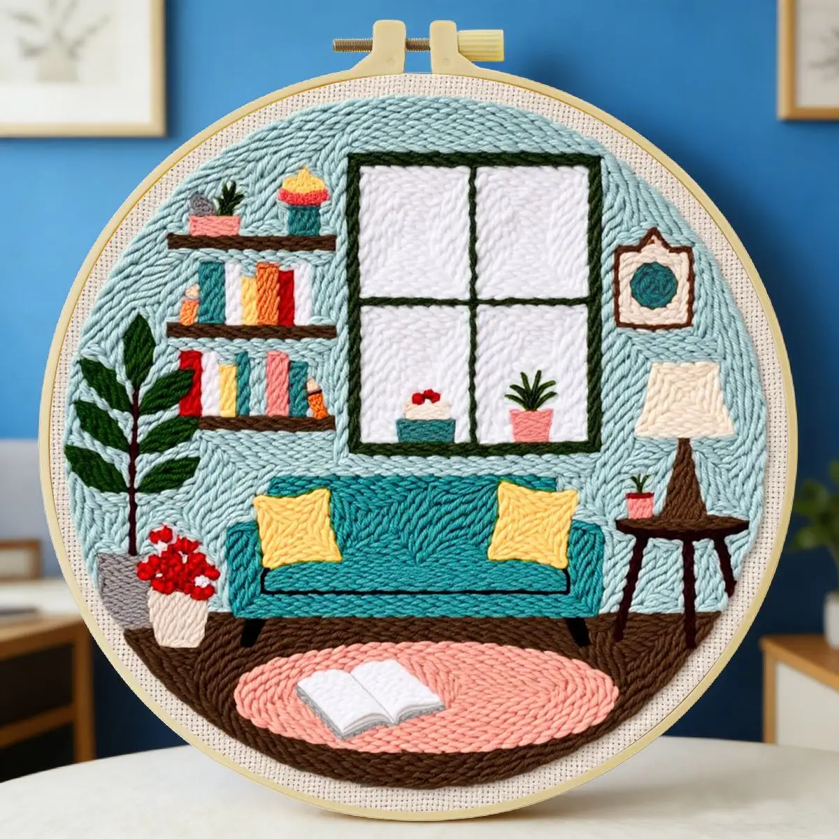 20X20CM/7,87 Zoll Zimmer Punch Needle Stickerei-Set Kit Stickerei Gestrickte Stickerei DIY Handgemachtes Geschenk Nadelkunst – Detail 6