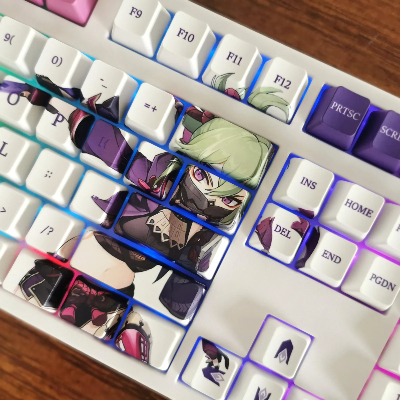 Scaramouche 108 Key Cap Wanderer Genshin Impact PBT DYE Sublimation OEM MX Cross Axis Switch Keycap Mechanical Keyboard Gift