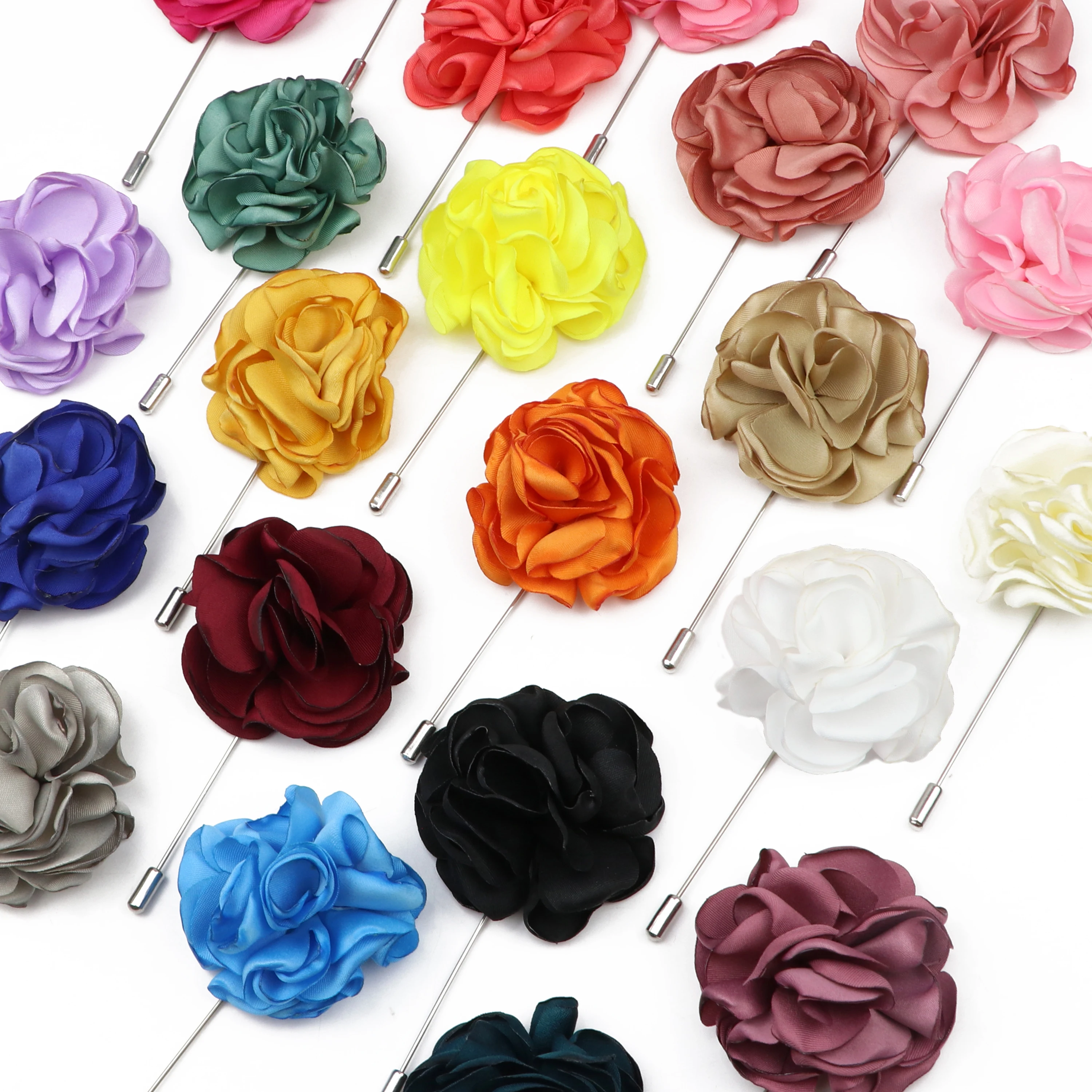 24 Color Mens Hademade Rose Flower Brooches Solid Color Exquisite Burnt Flower For Wedding Party Groomsmen Lapel Pin Accessories