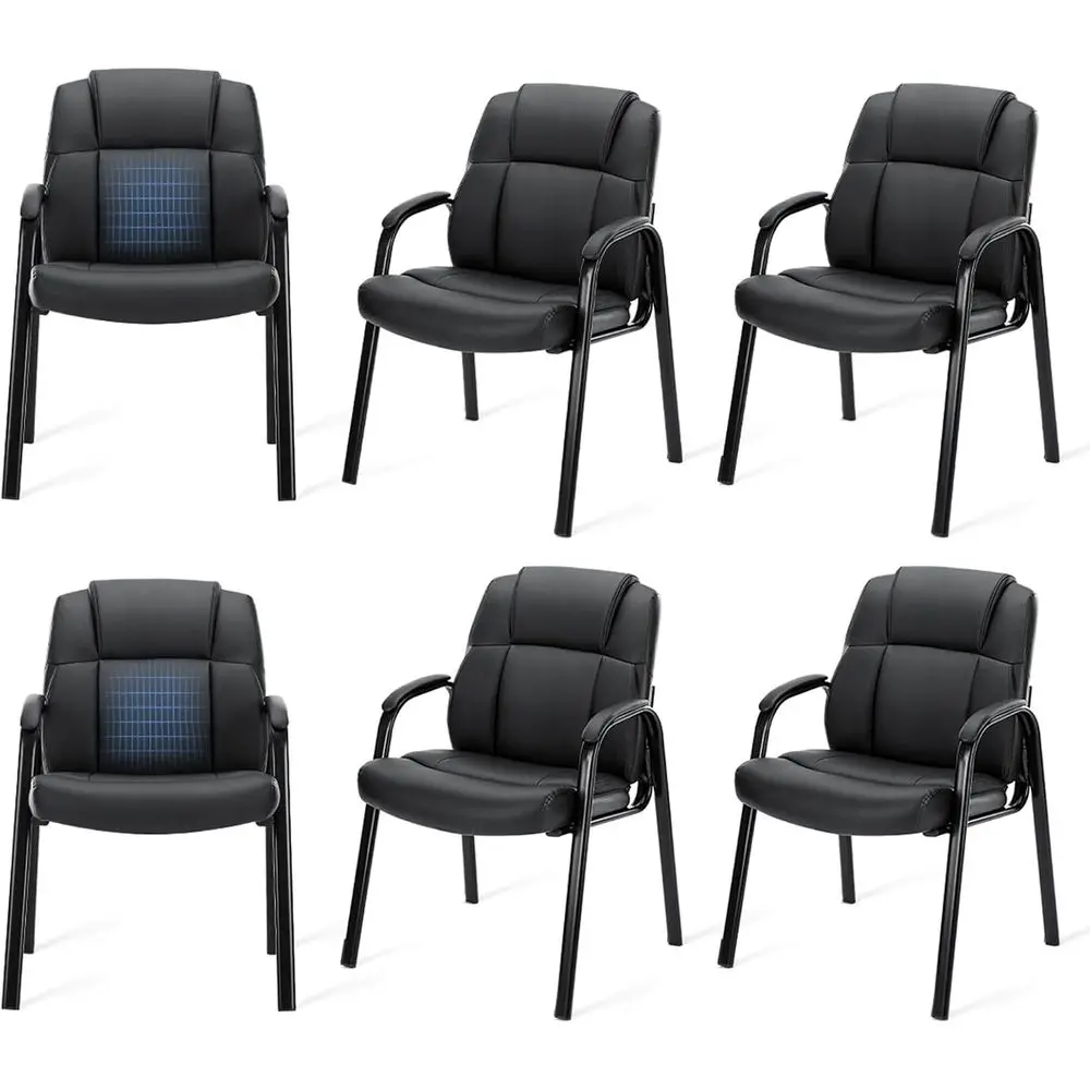 

Waiting Room Chairs Set o 6, Leather Oice Desk Retion Gt Stationary Side Chair with Padded Arms or Home Conerence Lobby Area Mee