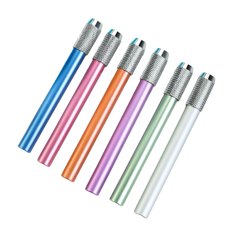 6 Pieces Aluminum Pencil Extender Holder, Pencil Lengthener, Metal Handle Pen Holder, School Office Art Writing Tools