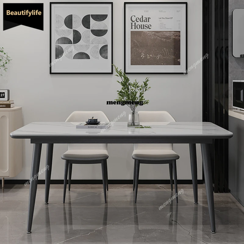 D80 Unique Event Rectangular Dining Table Light Luxury Floor Wood Kitchen Dining Table White Italian Mesas De Comedor Furniture