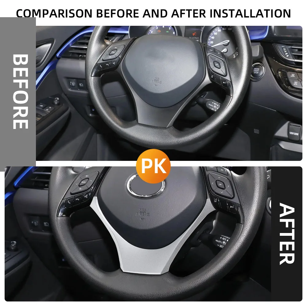 ABS Car Steering Wheel Panel Decoration Cover Trim Moulding Sticker for Toyota C-Hr Chr 2017-2022 Car Accessories