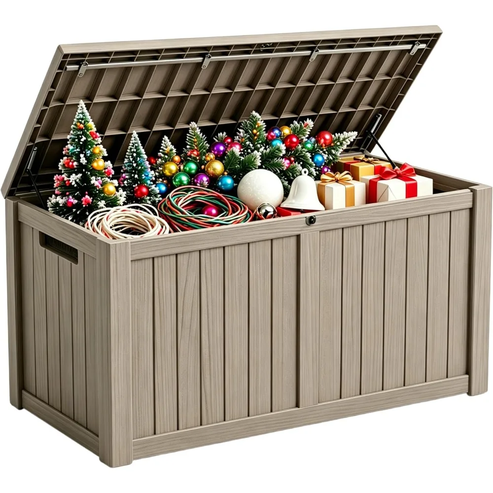 Large 178 Gallon Outdoor Storage Box, Waterproof and Lockable, Ideal for Patio Accessories, Cushions, and Garden Tools