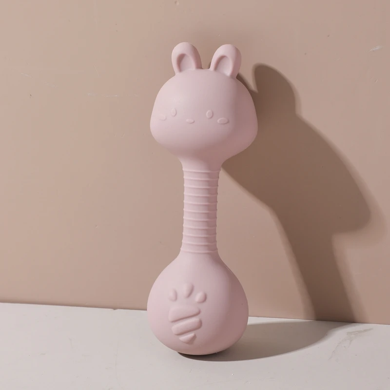 Rasseln für Baby 0 3 Monate Spielzeug Cartoon Kaninchen Sand Hammer Silikon Maracas Baby Silikon Rassel Spielzeug Beißring Spielzeug für Baby – Detail 12