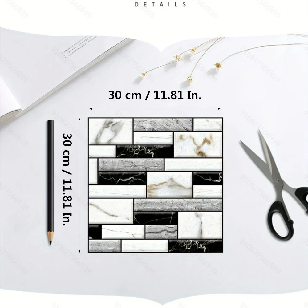 Autocollant mural de carrelage auto-adhésif, 10 pièces, couverture autocollante 3d en Pvc pour décoration de maison, pour placard de cuisine, salle de bains, papier peint étanche