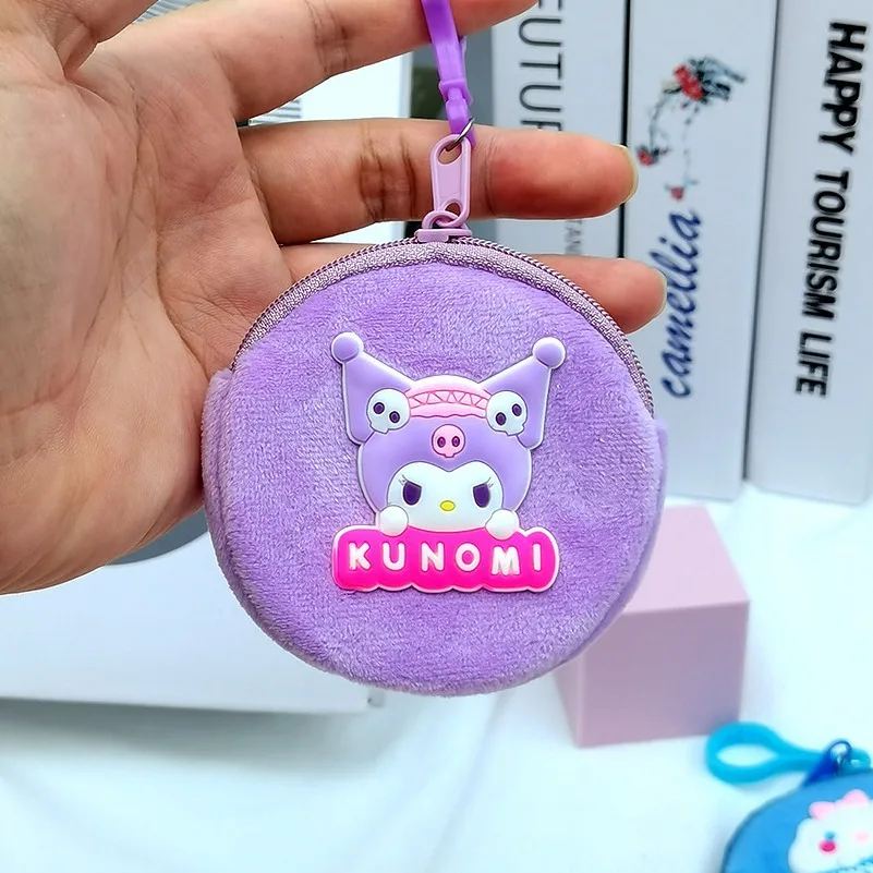 Sanrio Hello Kitty Coin Purse Kids Kuromi Y2K Mini Wallet Clutch Pouch Card Holder Zipper Portable Plush Kawaii Cinnamoroll Gift