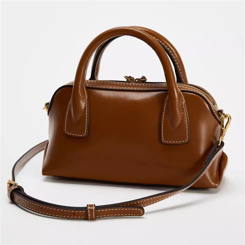 Fall Winter 2024 Women's Handbag Shoulder Crossbody Bag Commuter Small Boston Bag Quality Material British Style Soft PU Leather