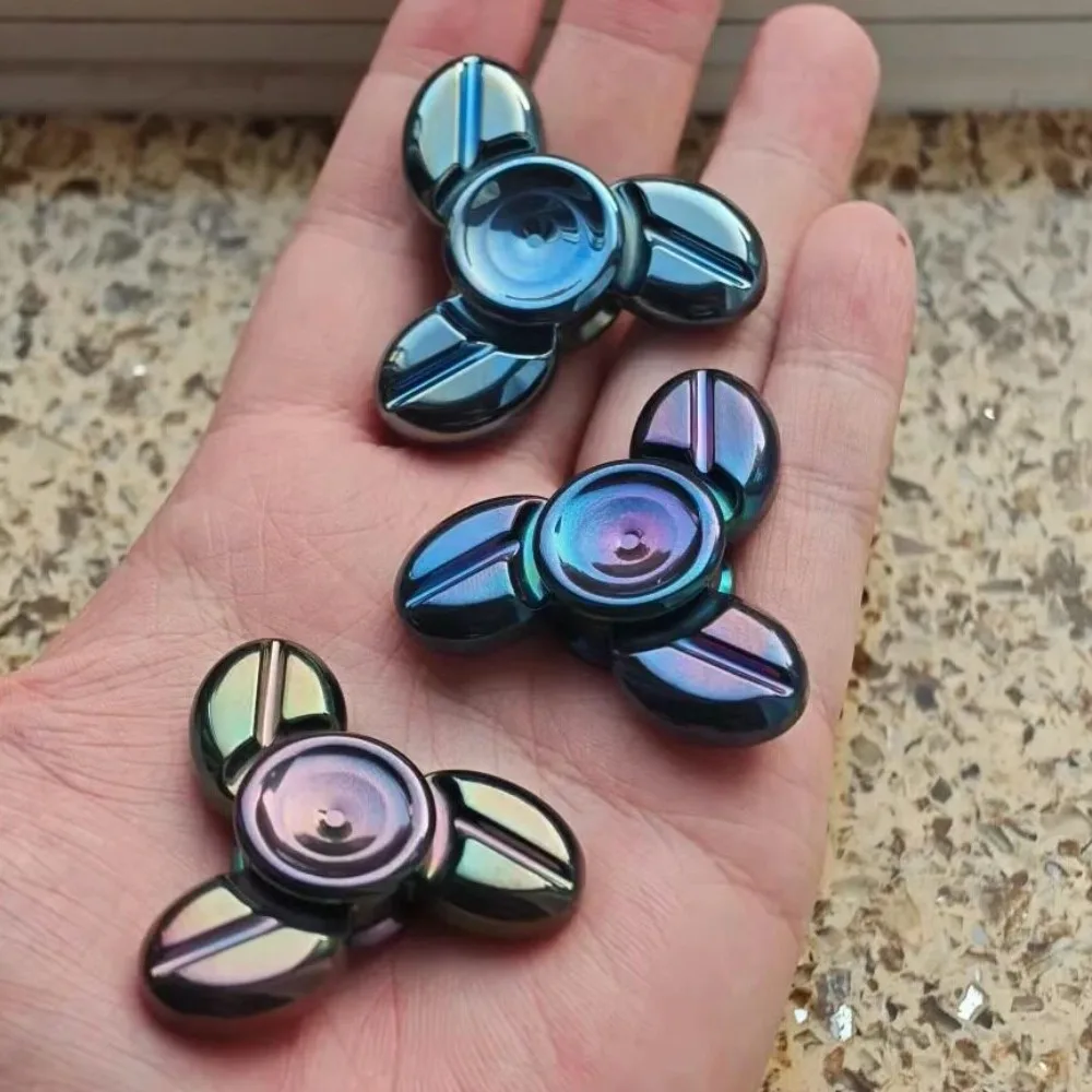 QEDC Coffee Beans Three-page Tactile Attack Speed Mechanical Metal Fidget Spinner Desktop Stress Relief Toy