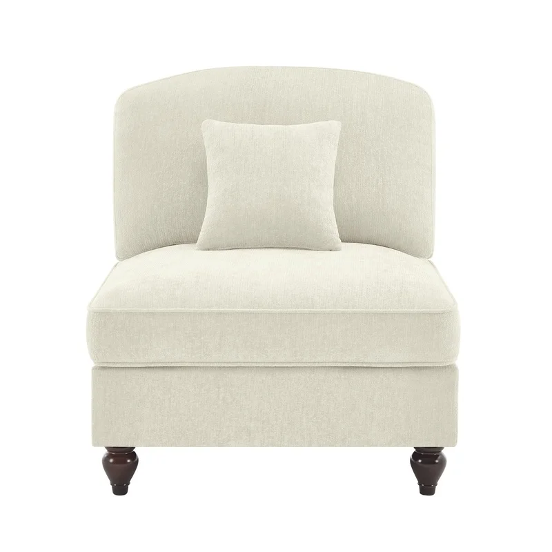 

Beige White Armless Sofa Cover with Pillow
