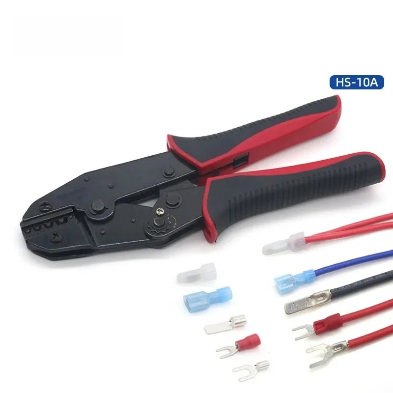 HS-10A Terminal Crimping Pliers, Insulated Nylon MCB Pin/Blade/Bare Terminal Cold Press Point Type Wire Connection Tool