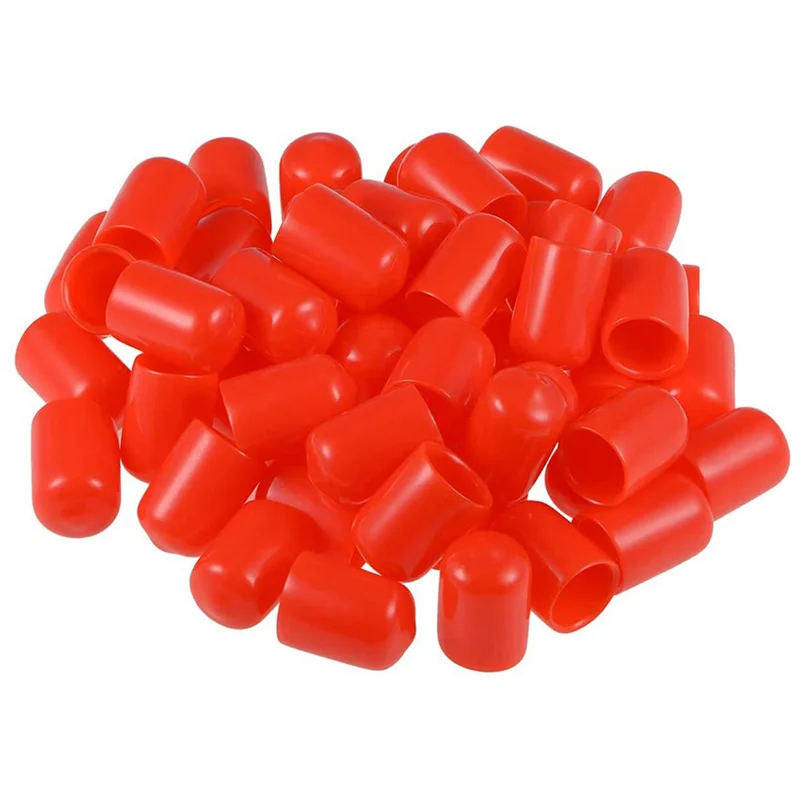 

200Pcs Rubber End Caps 12Mm ID PVC Round Tube Bolt Cap Cover Screw Thread Protectors Red