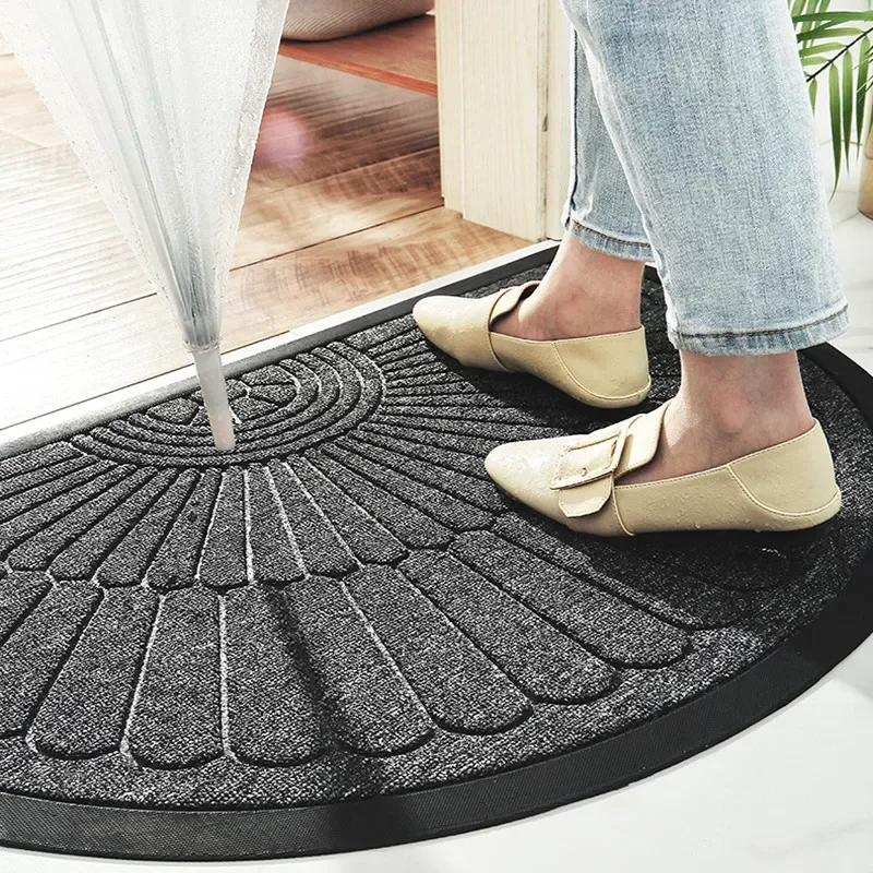 Rubber Scrape Door Mats Outdoor Indoor Semicircle Dirt Trapper Mat Non Slip Doormat for Entrance Home Carpet Floor Mat Entry Rug