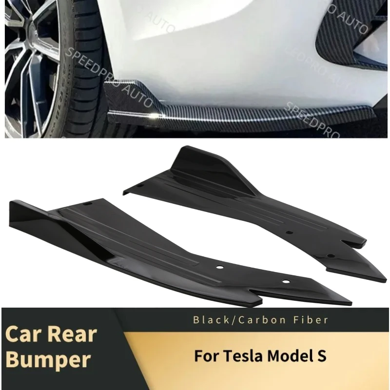 

For Model S Rear Bumper Spoiler Lips Splitter Diffuser Scratch Protector Trims Side Skirt Extension Body Kit Black