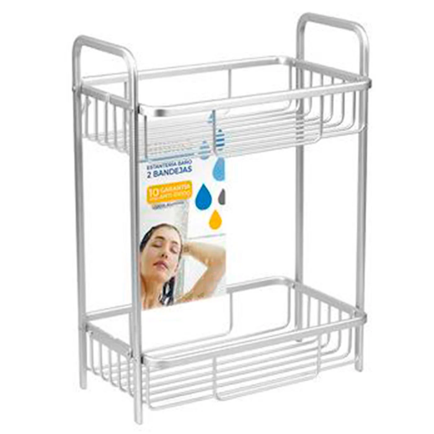 Bathroom Shelf shelf rectangular shower 2 levels aluminum 39x29,5x17,5 cm bathroom shelves for hanging wall, organi